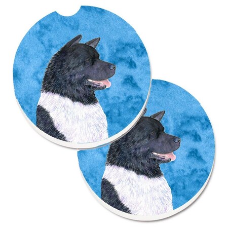 Carolines Treasures Blue Akita Set of 2 Cup Holder Car Coaster SS4797-BUCARC